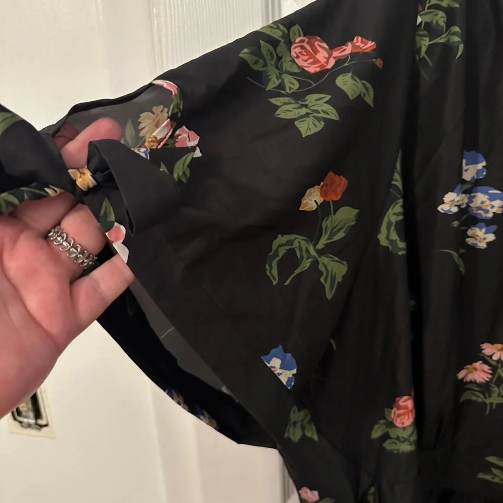 BloomChic Black Dress with Floral Accents - Picture 3 of 6